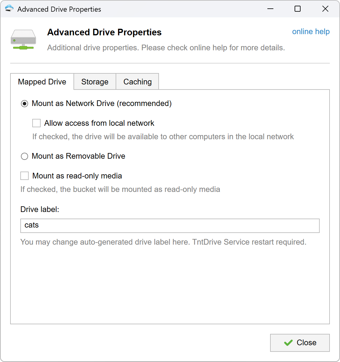 Tntdrive Advanced Mapped Drive Properties advanced drive properties