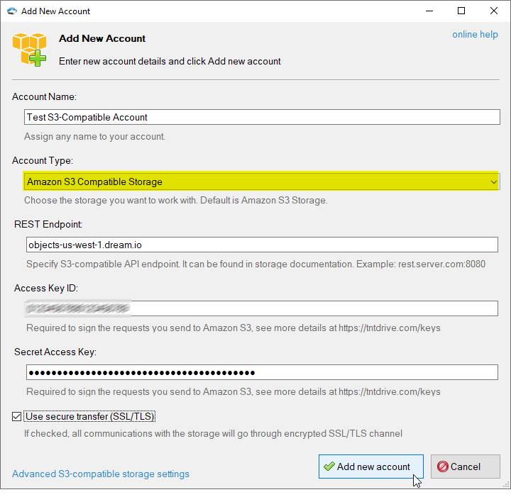 how to add new amazon s3 account