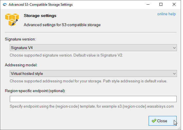 Advanced S3-compatible storage settings