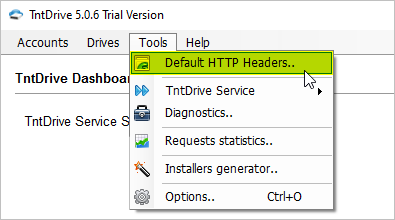 Tools, Default HTTP Headers