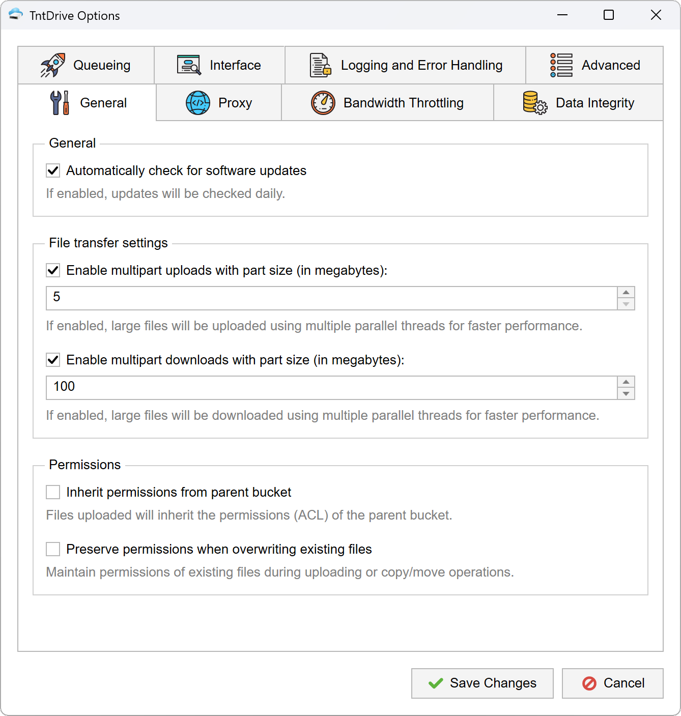TntDrive General Options