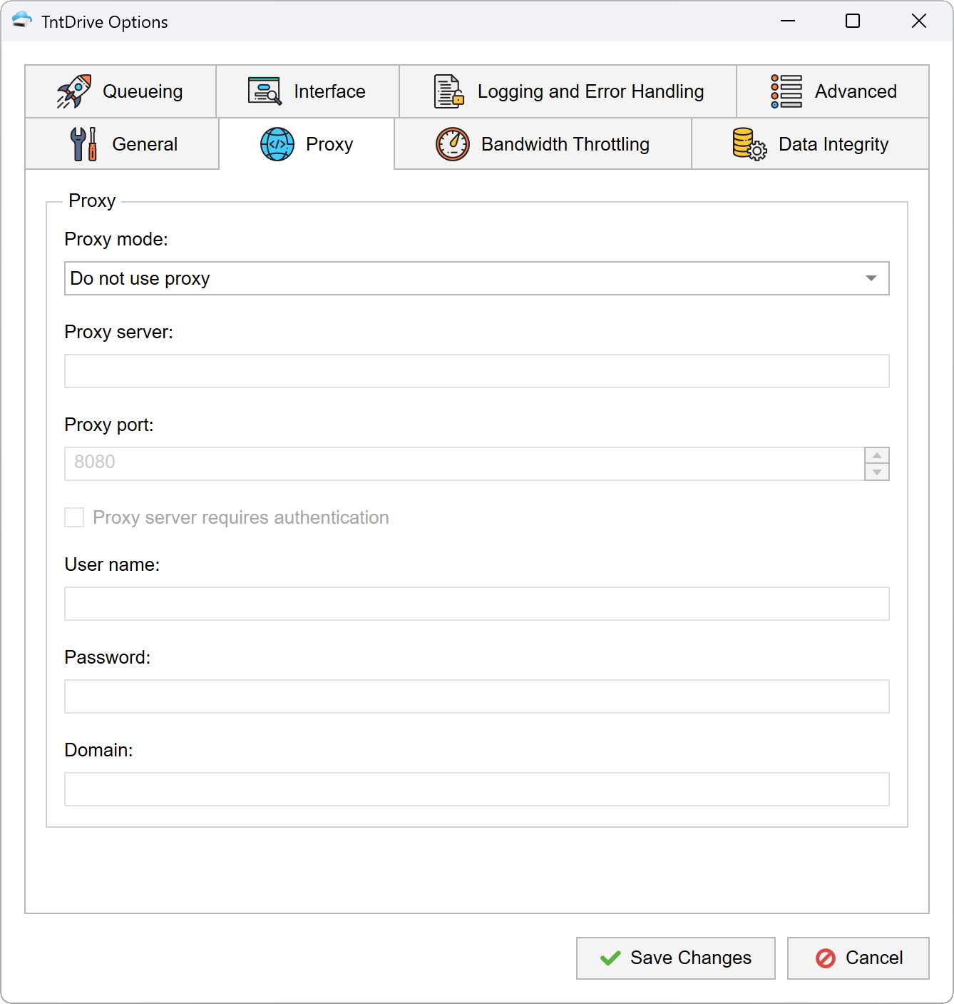 TntDrive Proxy Options