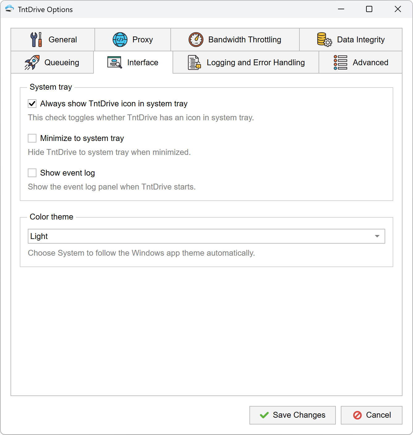 TntDrive Interface Options